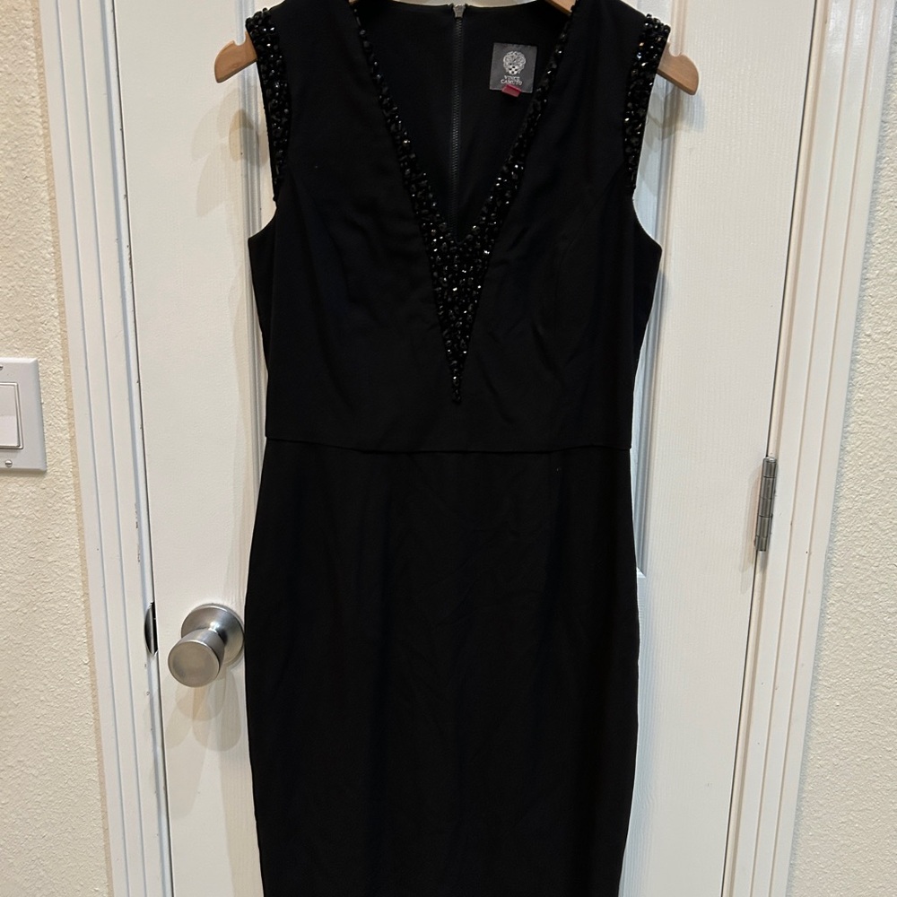 Vince Camuto Black Sequin Embellished Sheath Dress